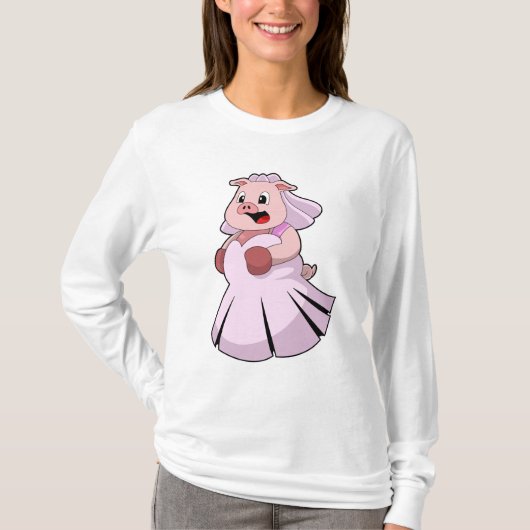 Pig as Bride with Wedding dress.PNG T-shirt (Voorkant)