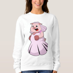 Pig as Bride with Wedding dress.PNG Trui