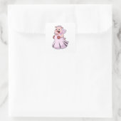 Pig as Bride with Wedding dress.PNG Vierkante Sticker (Tas)