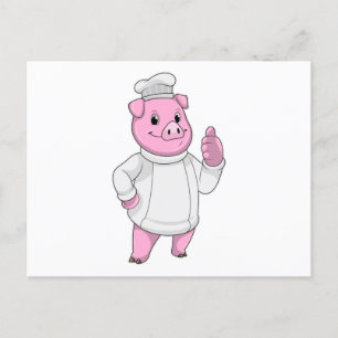 Pig as Cook with Chef hat Briefkaart