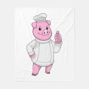 Pig as Cook with Chef hat Fleece Deken