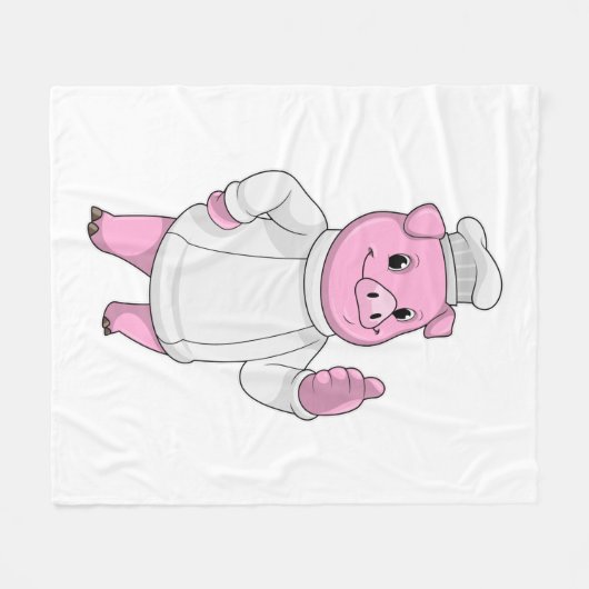 Pig as Cook with Chef hat Fleece Deken (Voorkant (Horizontaal))