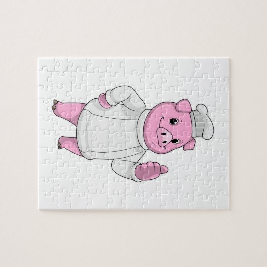 Pig as Cook with Chef hat Legpuzzel (Horizontaal)