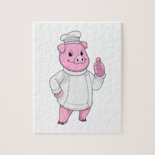 Pig as Cook with Chef hat Legpuzzel (Verticaal)