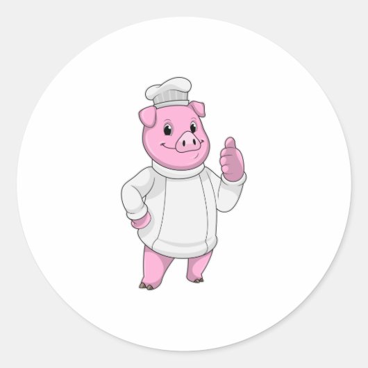 Pig as Cook with Chef hat Ronde Sticker (Voorkant)