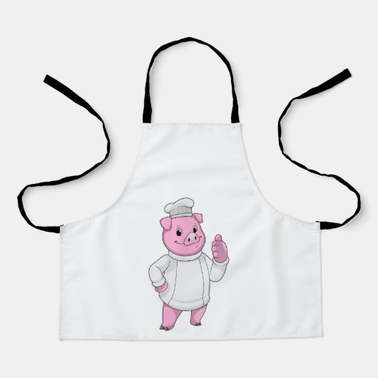 Pig as Cook with Chef hat Schort (Voorkant)