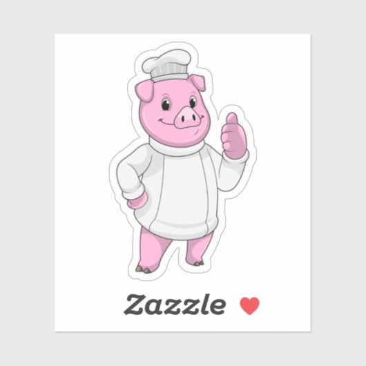 Pig as Cook with Chef hat Sticker (Vel)