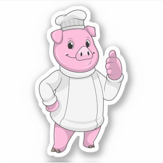 Pig as Cook with Chef hat Sticker (Voorkant)