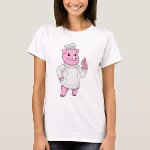 Pig as Cook with Chef hat T-shirt