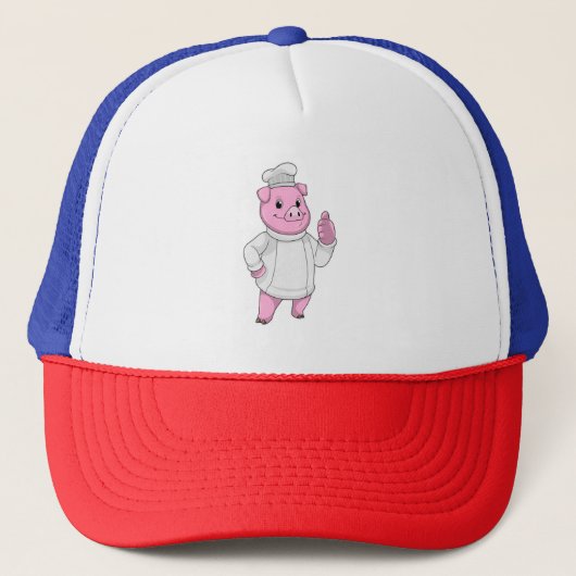 Pig as Cook with Chef hat Trucker Pet (Voorkant)
