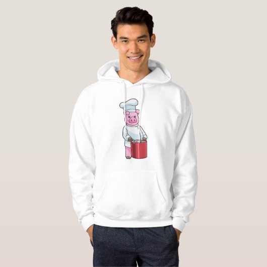 Pig as Cook with Cooking pot Hoodie (Voorkant volledig)