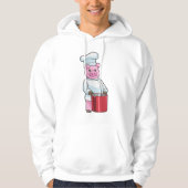 Pig as Cook with Cooking pot Hoodie (Voorkant)