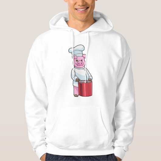 Pig as Cook with Cooking pot Hoodie (Voorkant)
