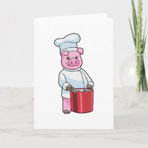 Pig as Cook with Cooking pot Kaart