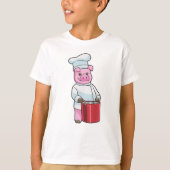 Pig as Cook with Cooking pot T-shirt (Voorkant)