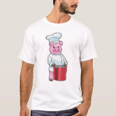 Pig as Cook with Cooking pot T-shirt (Voorkant)