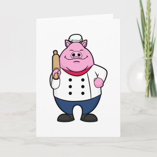 Pig as Cook with Rolling pin Kaart (Voorkant)