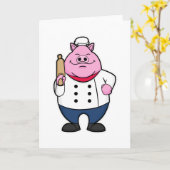 Pig as Cook with Rolling pin Kaart (Gele Bloem)