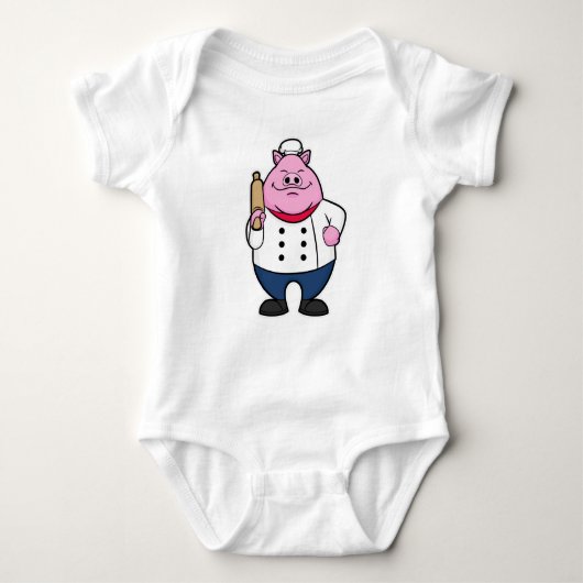 Pig as Cook with Rolling pin Romper (Voorkant)