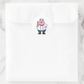 Pig as Cook with Rolling pin Ronde Sticker (Tas)