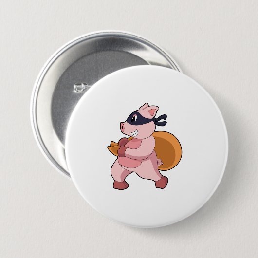 Pig as Runner Ronde Button 7,6 Cm (Voorkant /achterkant)