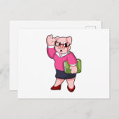 Pig as Secretary with Glasses Briefkaart (Voorkant / Achterkant)