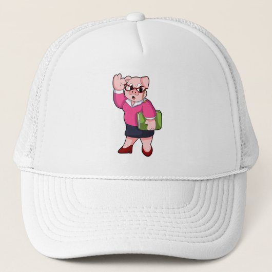 Pig as Secretary with Glasses Trucker Pet (Voorkant)