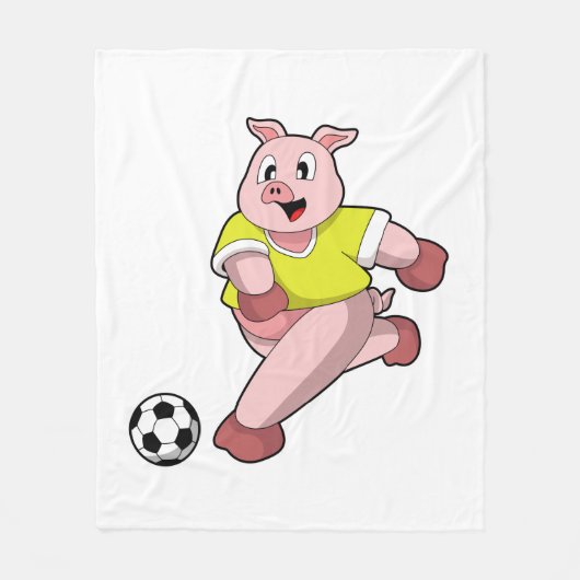 Pig as Soccer player with Soccer Fleece Deken (Voorkant)