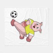 Pig as Soccer player with Soccer Fleece Deken (Voorkant (Horizontaal))