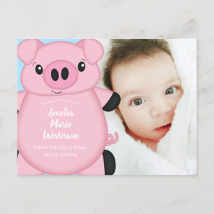 Pig Baby shower Boerderij Blue Boy Briefkaart