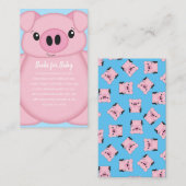 Pig Baby shower Boerderij Blue Boy Informatiekaartje (Voorkant / Achterkant)