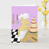 Pig Baker-Wenskaart Kaart (Gele Bloem)