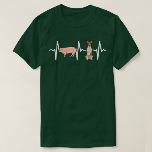 Pig Basenji Heartbeat Hondenliefhebber T-shirt (Design voorkant)
