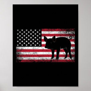 Pig BBQ Farmer Boerderij 4 juli Amerikaanse vlag U Poster