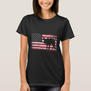 Pig BBQ Farmer Boerderij 4 juli Amerikaanse vlag U T-shirt