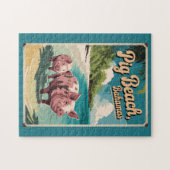 Pig Beach Bahamas Travel Art Vintage Legpuzzel (Horizontaal)