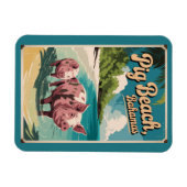 Pig Beach Bahamas Travel Art Vintage Magneet (Horizontaal)