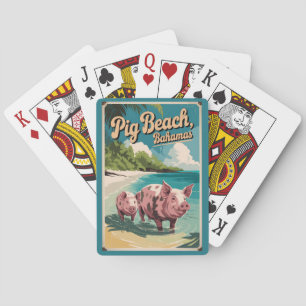 Pig Beach Bahamas Travel Art Vintage Pokerkaarten