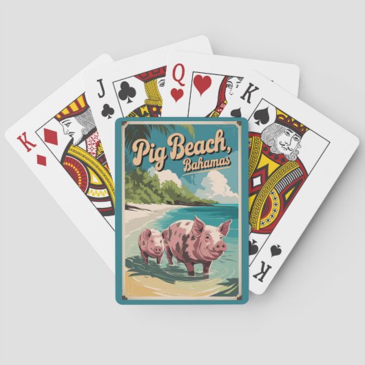 Pig Beach Bahamas Travel Art Vintage Pokerkaarten (Achterkant)