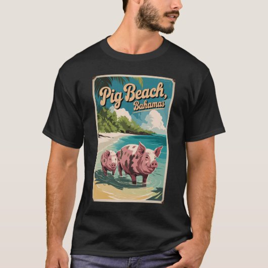 Pig Beach Bahamas Travel Art Vintage T-shirt (Voorkant)