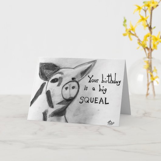 Pig Big Deal Birthday Greeting Kaart (Gele Bloem)