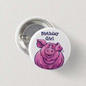Pig Birthday Girl Party Center Ronde Button 3,2 Cm (Voorkant /achterkant)