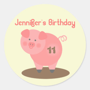 Pig Birthday Party Sticker