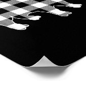 Pig Black & Camp; White Buffalo Plaid Vrolijk Kers Poster (Hoek)