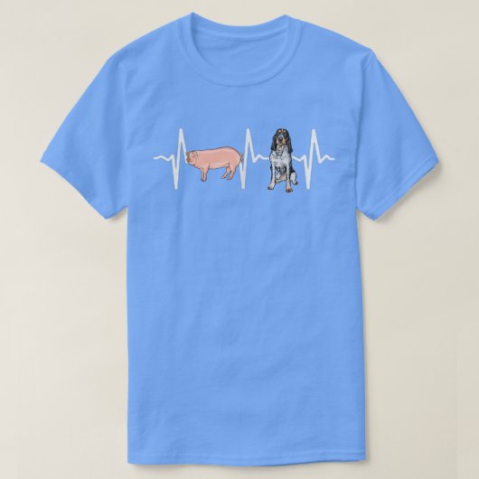 Pig Bluetick Coonhound Heartbeat Hondenliefhebber T-shirt (Design voorkant)