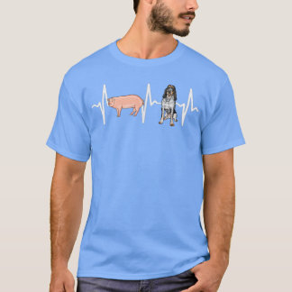 Pig Bluetick Coonhound Heartbeat Hondenliefhebber T-shirt
