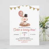 Pig Boerderij Boy Birthday Uitnodiging (Staand voorkant)