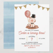 Pig Boerderij Boy Birthday Uitnodiging (Voorkant / Achterkant)