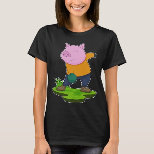 Pig Bowling Bowling ball Sports T-shirt (Voorkant)