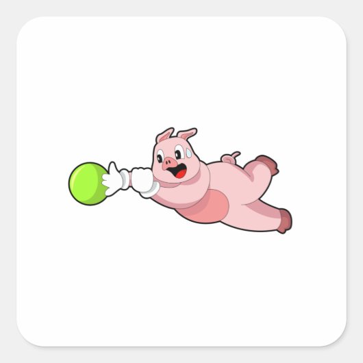 Pig Bowling Bowling ball Vierkante Sticker (Voorkant)